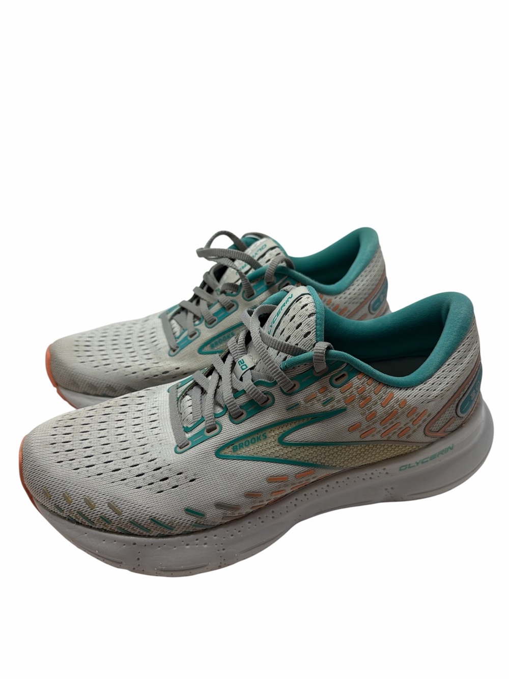 Brooks Glycerin 20 Running Shoes Womens Size 9 Gray Teal Orange 1203691B061